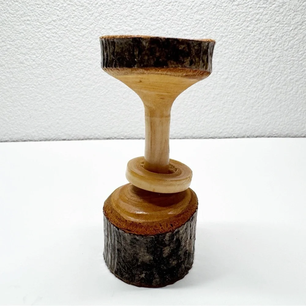 Hand Crafted Wood Spindle Infinity Ring Bud Vase S2